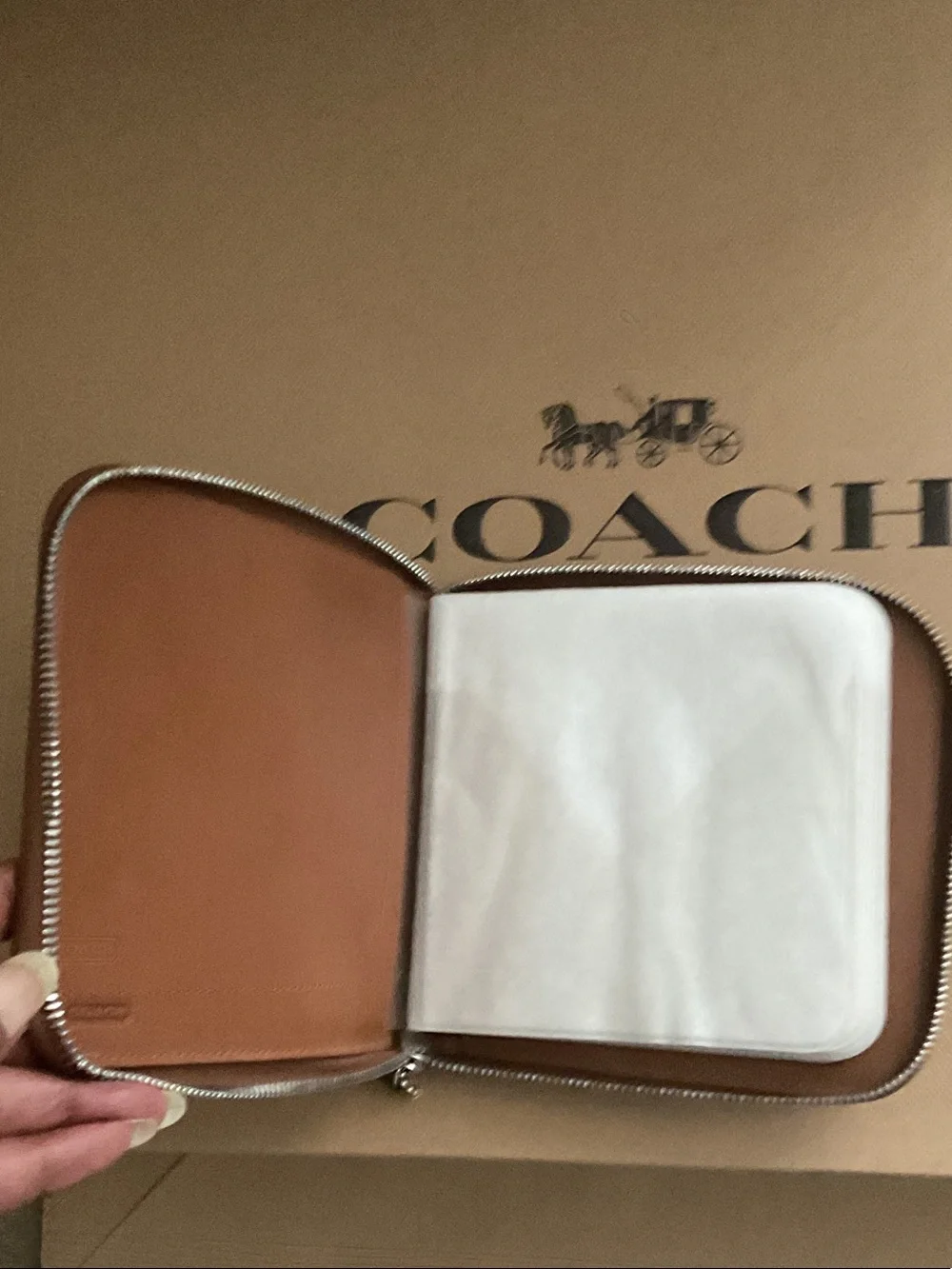 Coach Brown Leather Zip-Around CD Case